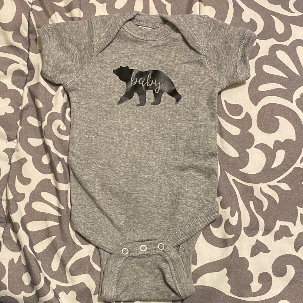 Gray baby bear Newborn Onesie